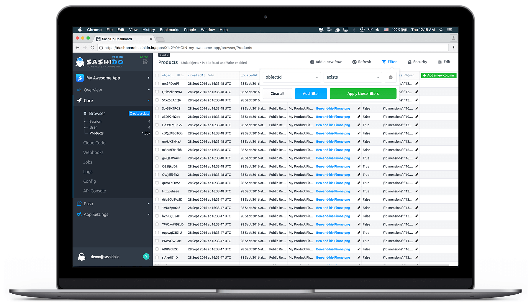 Database Filters - use the conditions to find specific data.